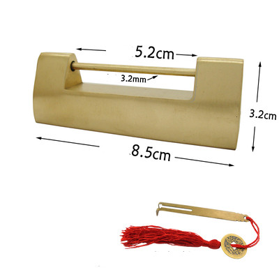 Lucchetto a scatto in ottone cinese liscio scatola di legno porta dell'armadio lucchetto antico lucchetto con chiave gioielli confezione regalo lucchetto in rame bronzo: 7