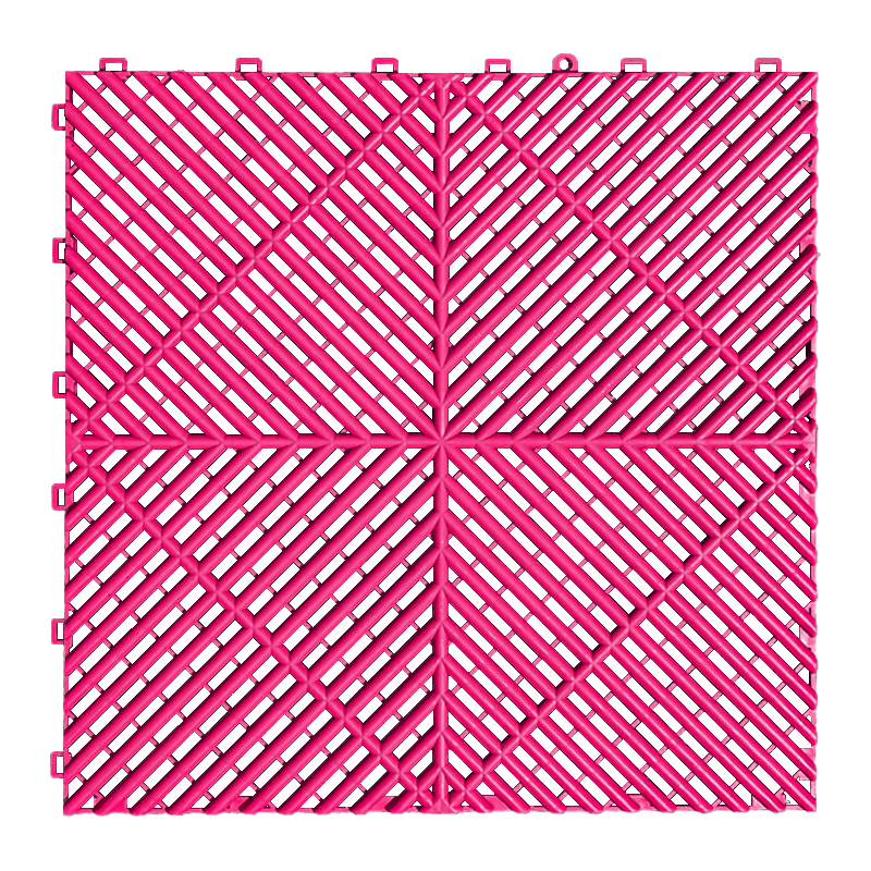400*400*18mm Anti Slip Garage Flooring Pp Interlocking Floor Modular Workshop Garage Floor Tiles: Pink