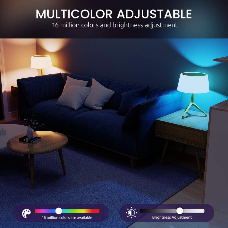 NiteBird gosund Smart lamp E27 8W wifi LED light bulb RGB+warm light multicolor dimming bulb work with Alexa Tuya Smart Life APP