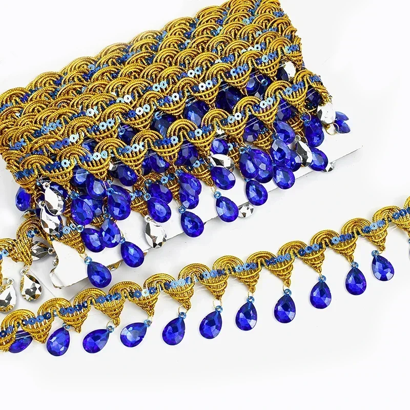 Ruban de dentelle perlé avec pompon biscuits, garniture à franges pour rideau, décoration de robe de mariée, accessoires de couture bricolage, 3 m, 9m, 45mm: Terne / XS