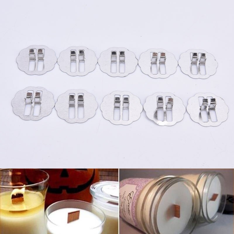 10 stk træ stearinlys væger base klip jern stearinlys gør diy for væger materialer holder stativ håndlavet sæt