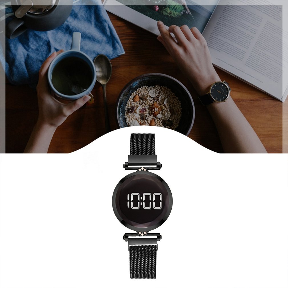 Praktische Luxe Led Vrouwen Magnetische Armband Horloges Digitale Jurk Horloge Quartz Horloge Dames Klok