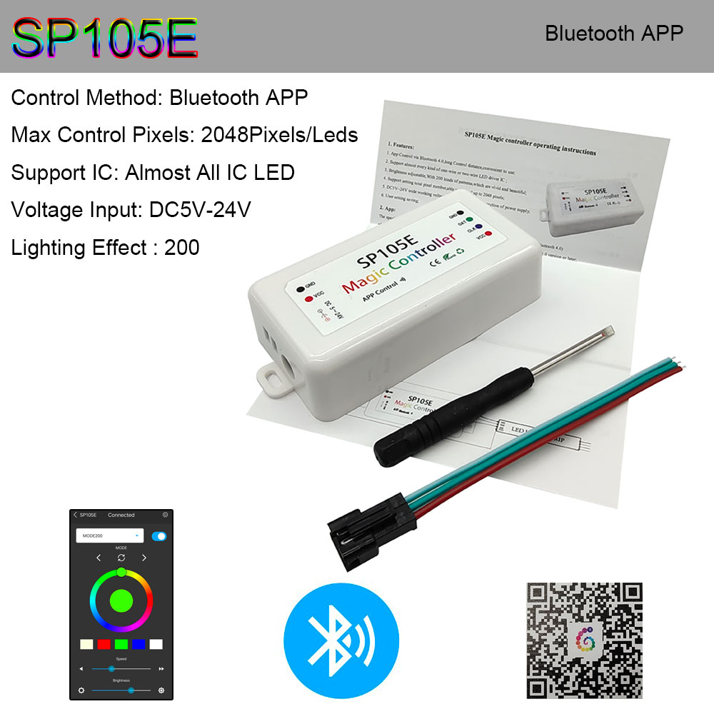 Ws2811 ws2812b controlador bluetooth/wifi/música ws2812 inteligente rgb led pixels controlador de tira sp107e sp108e sp110e t1000s DC5-24V: Emitindo Color1