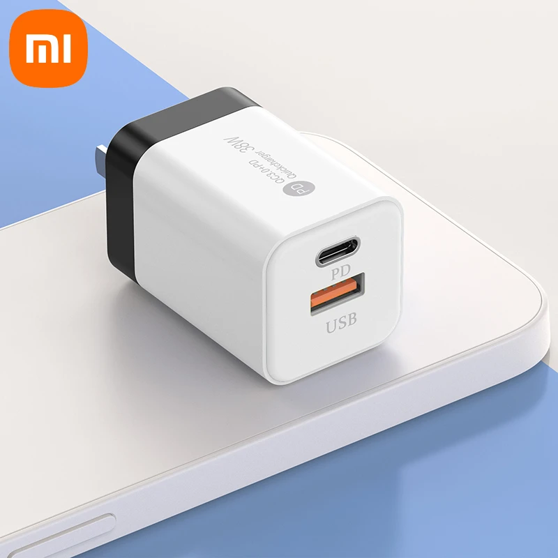 Xiaomi ultrasnabbladdare typ-c snabbladdningsadapter usb 3.0 2 portar snabb telefonladdare eu/us-kontakt för iphone huawei: Gul / Bunt 1