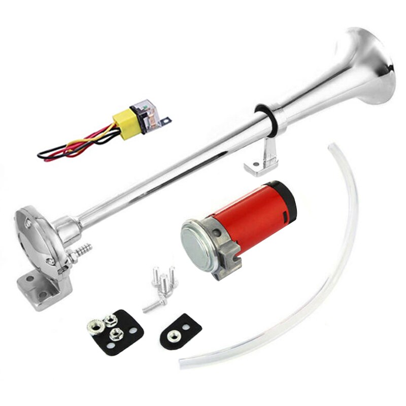 Klaxon de Train 12V avec trompette simple forte de compresseur d'air pour le bateau de Train de camion TD326: Red with wiring
