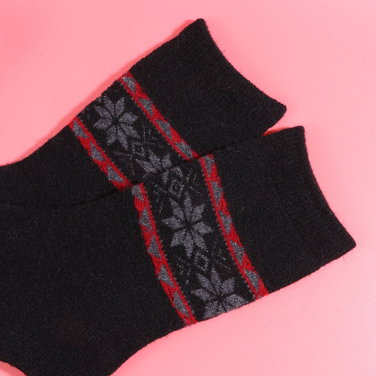 1 par kvinder uldsokker varme vinter tykke sokker tegneserie sokker (tilfældig farve, mønster 2)