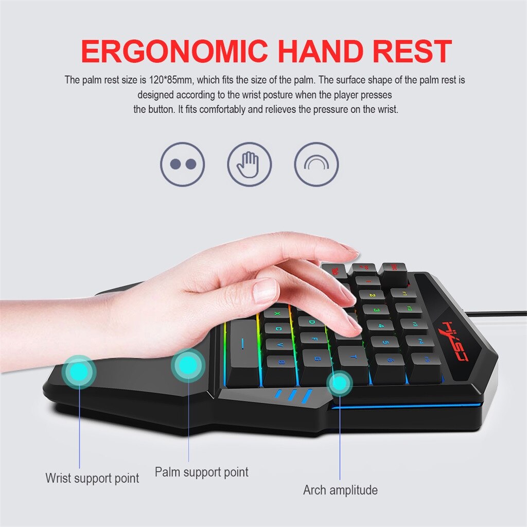 Gaming Keyboard Wired Mouse Gamer 35 Keys Mini USB Wired Keyboards 6400DPI Computer Mouse LED Backlight Gaming Mouse