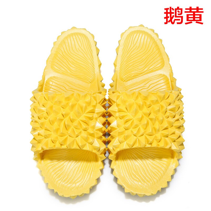 Kvinnors hem inomhus antisladd sandaler tofflor kvinnlig durian dra blåser mjuk botten plast tofflor kvinna sommar strandskor: Ljusgul / 40-41
