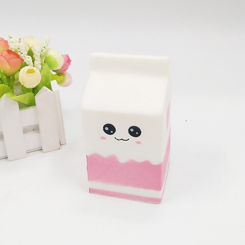 Caja de leche kawaii para Squishies, bolsa/botella/lata para apretar, divertido, Suave lento, alivia el estrés, comida jumbo, juguete antiestrés: B