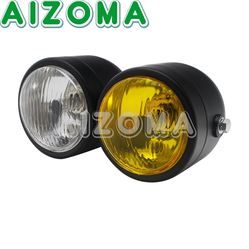 Motorcycle Twin Round Headlight Dual Sport 4" Double Dominator Head Lamp Light for Honda Yamaha Suzuki Cafe Racer Vmax Vmx 1200: 1069 Yellow Clear