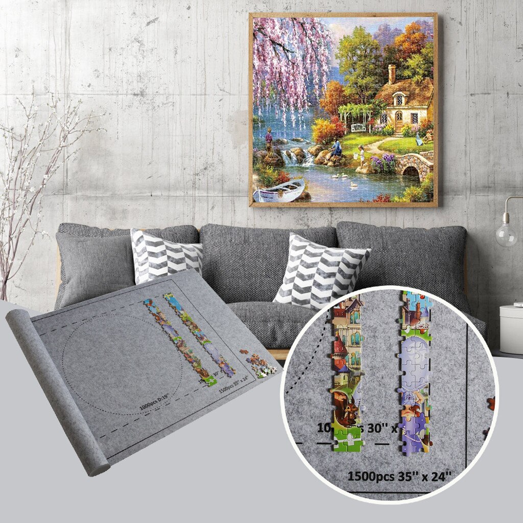 Puzzels Mat Jigsaw Roll Voelde Mat Speelkleed Puzzels Deken Voor Tot 1500 Stuks Puzzel Accessoires Draagbare Reizen Opslag tas