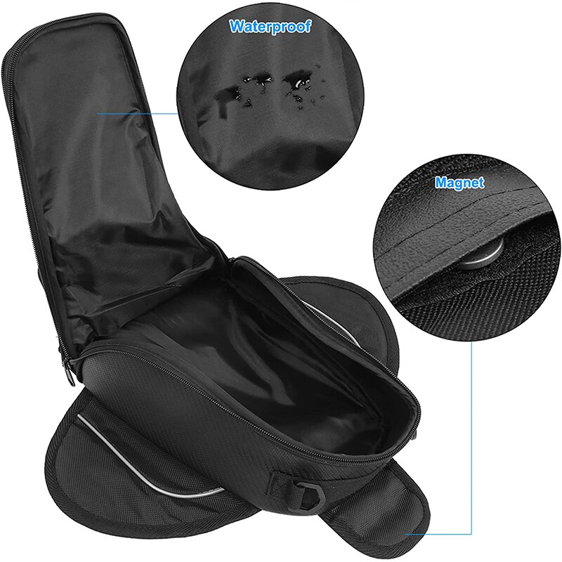 Waterproof Motor Tank Bag Black Oil Fuel Tank Bag Magnetic Motorbike Saddle Bag Single Shoulder Bag Motorcycle Backpack