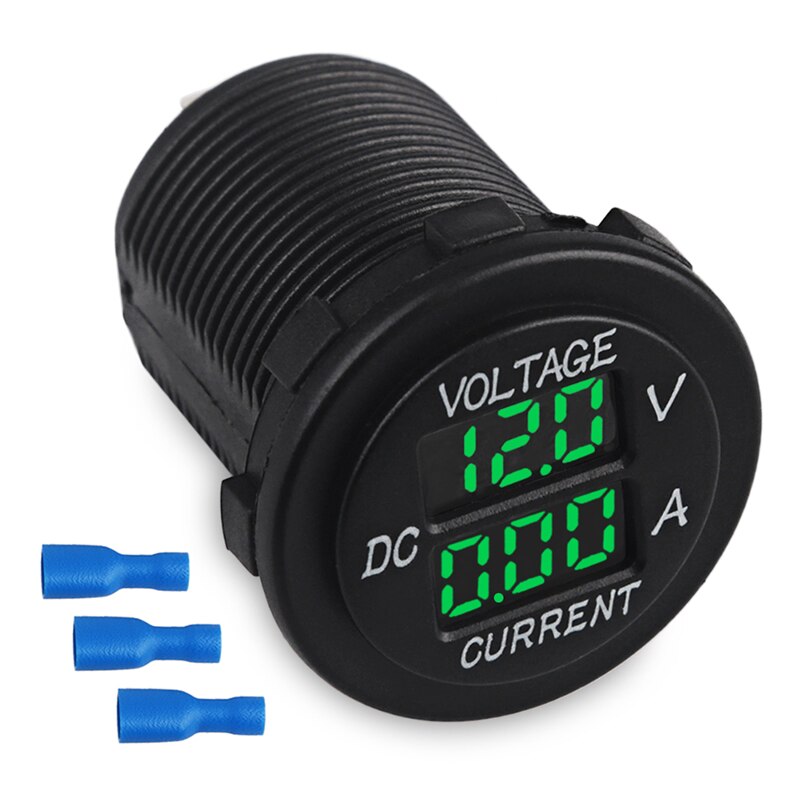 Lkw Marine Wasserdichte Stiefel Motorrad Voltmeter Messgerät Strom Tester Amperemeter LED Digital Voltmeter Amperemeter Motorrad 12 V-24 V: Grün