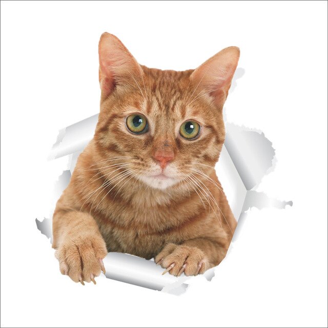 3d effekt katte toiletafbryder toiletdørklistermærker tegneserie køleskab vægklistermærker klistermærker til hjemmet badeværelse indretning plakat vægmaleri: H014197