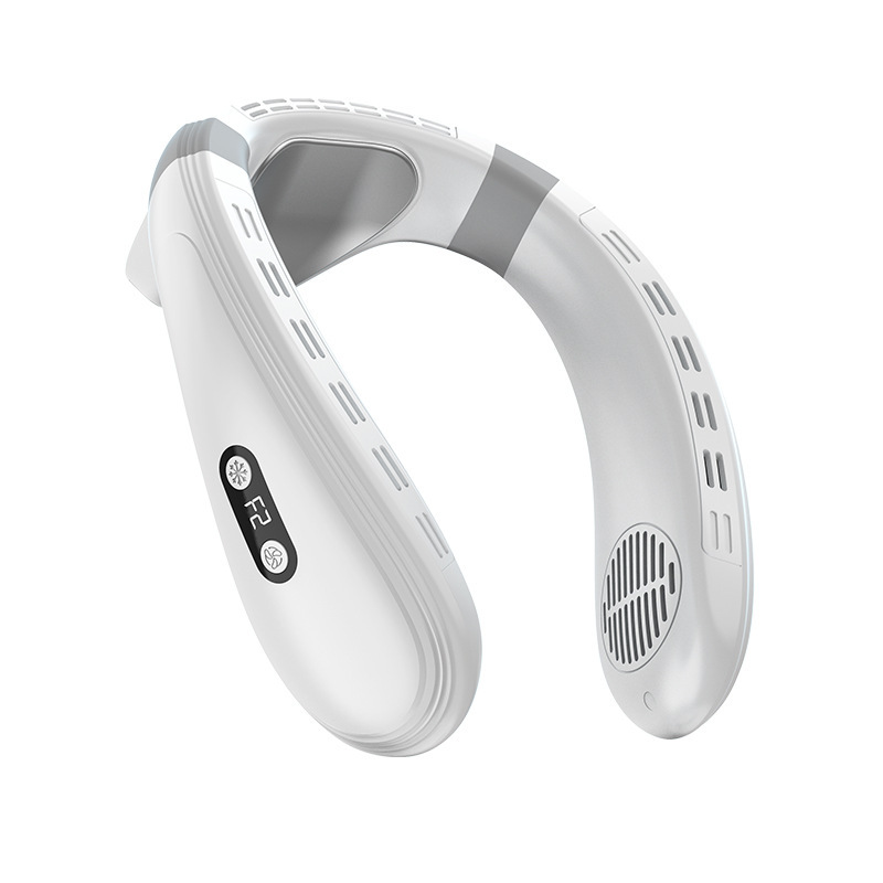 Neck Air Conditioner Portable Neck Fan 5200mAh Rechargeable Semiconductor Cooling Fan Outdoor Personal Fan Wearable Cooler: WHITE