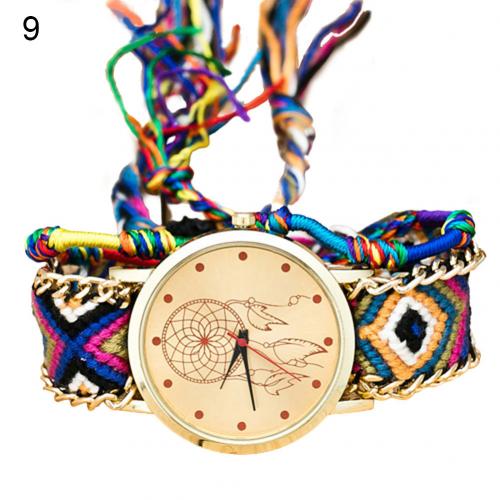 Montres femmes style ethnique bracelet tissé multicolore montre décoration: 9