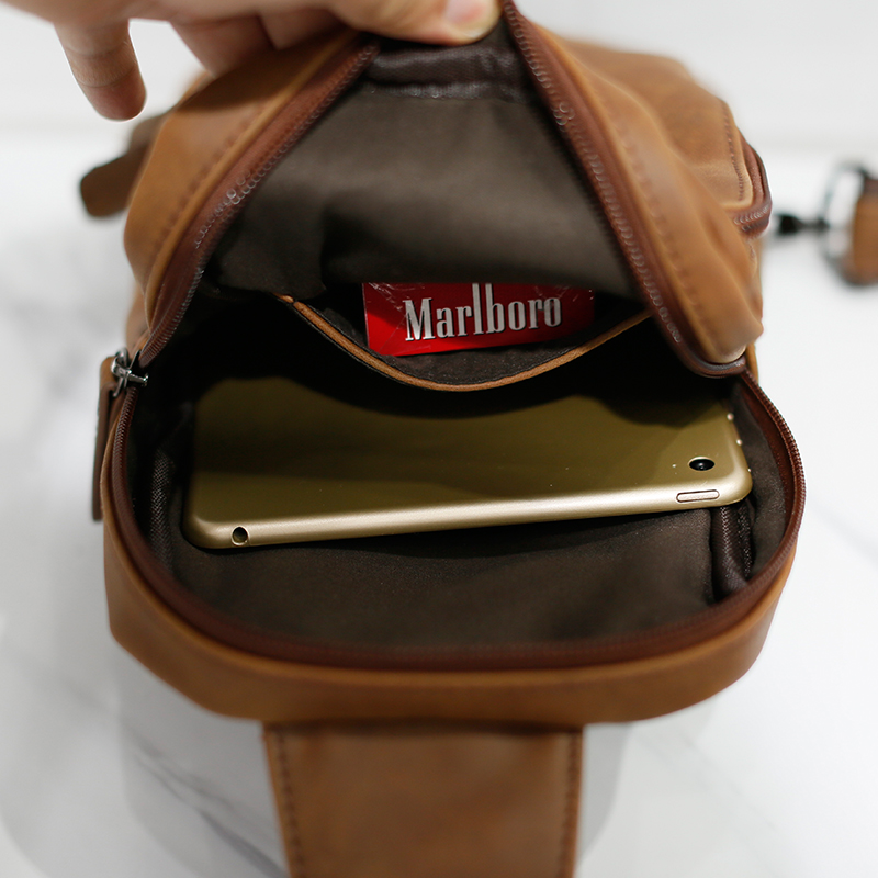 Tas Mannen Borst Pakken Enkele Schouderriem Terug Bag PU Lederen Reizen Mannen Crossbody Tassen Vintage borst Zak