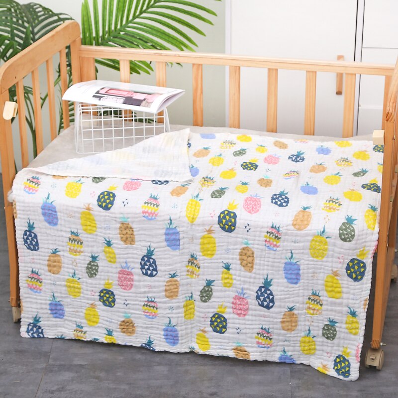 Baby Blanket Muslin Swaddle for Newborn Boy Girl Blanket 6 Layers Organic Baby Bedding Blanket Cotton Gauze Blanket Diaper: Pineapple