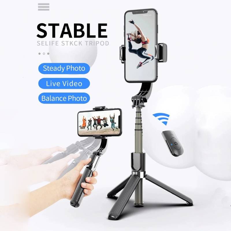 Selfie stick gimbal stabilisator bluetooth justerbar stativ til mobiltelefon iphone android