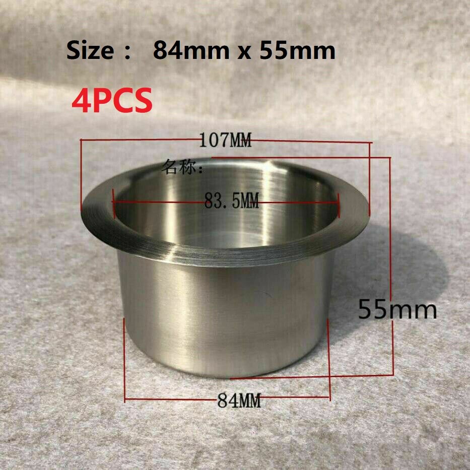 68mm/84MM 4PCS Universal Stainless Steel Recessed Cup Drink Holder for Marine Boat RV Camper Bottle Holder Rustproof: 84MM x 55MM