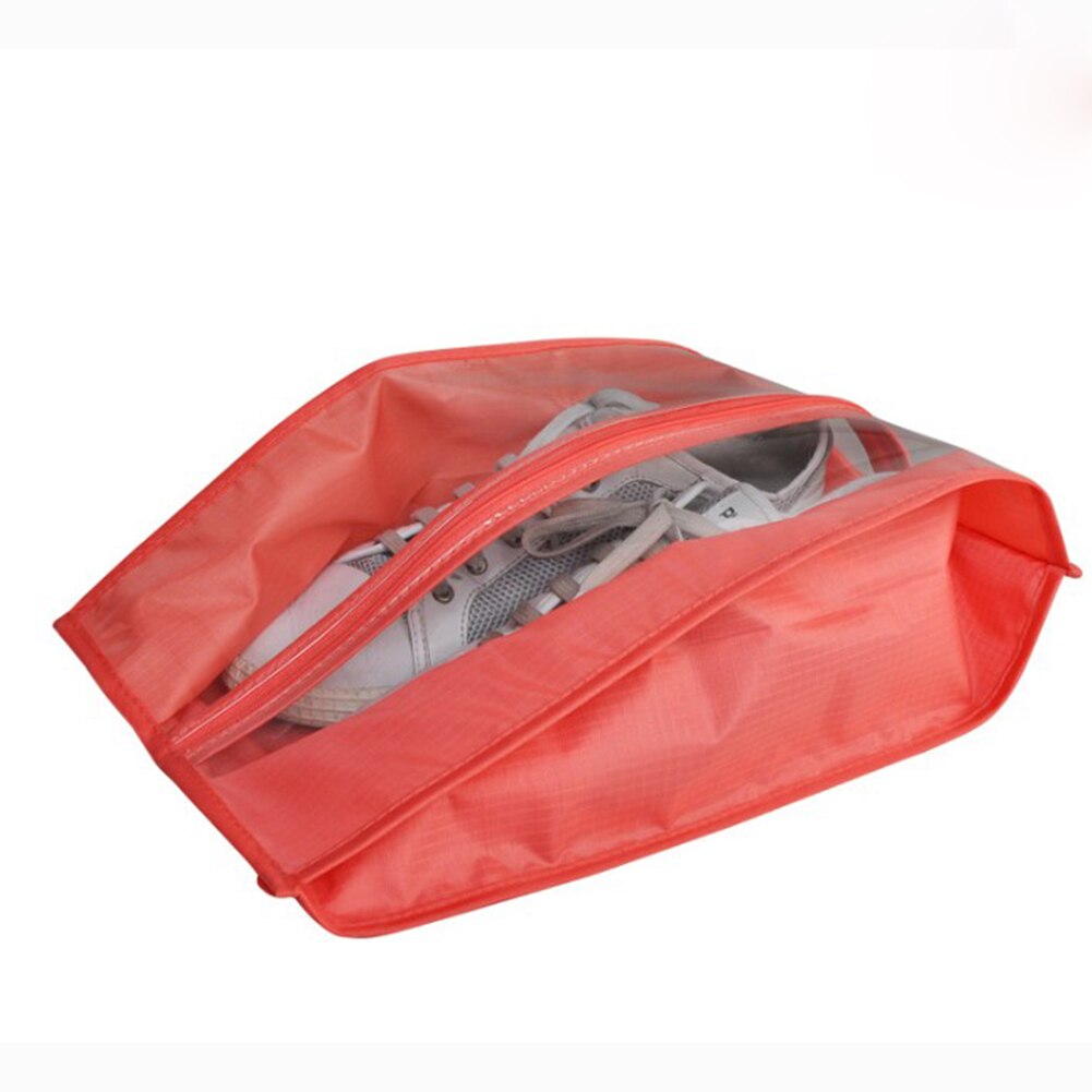 Waterproof Shoes Bag Travel Portable Shoe Storage Bag Organizer Dust Bags Zipper Dustproof Shoes Storage Pouch: Red