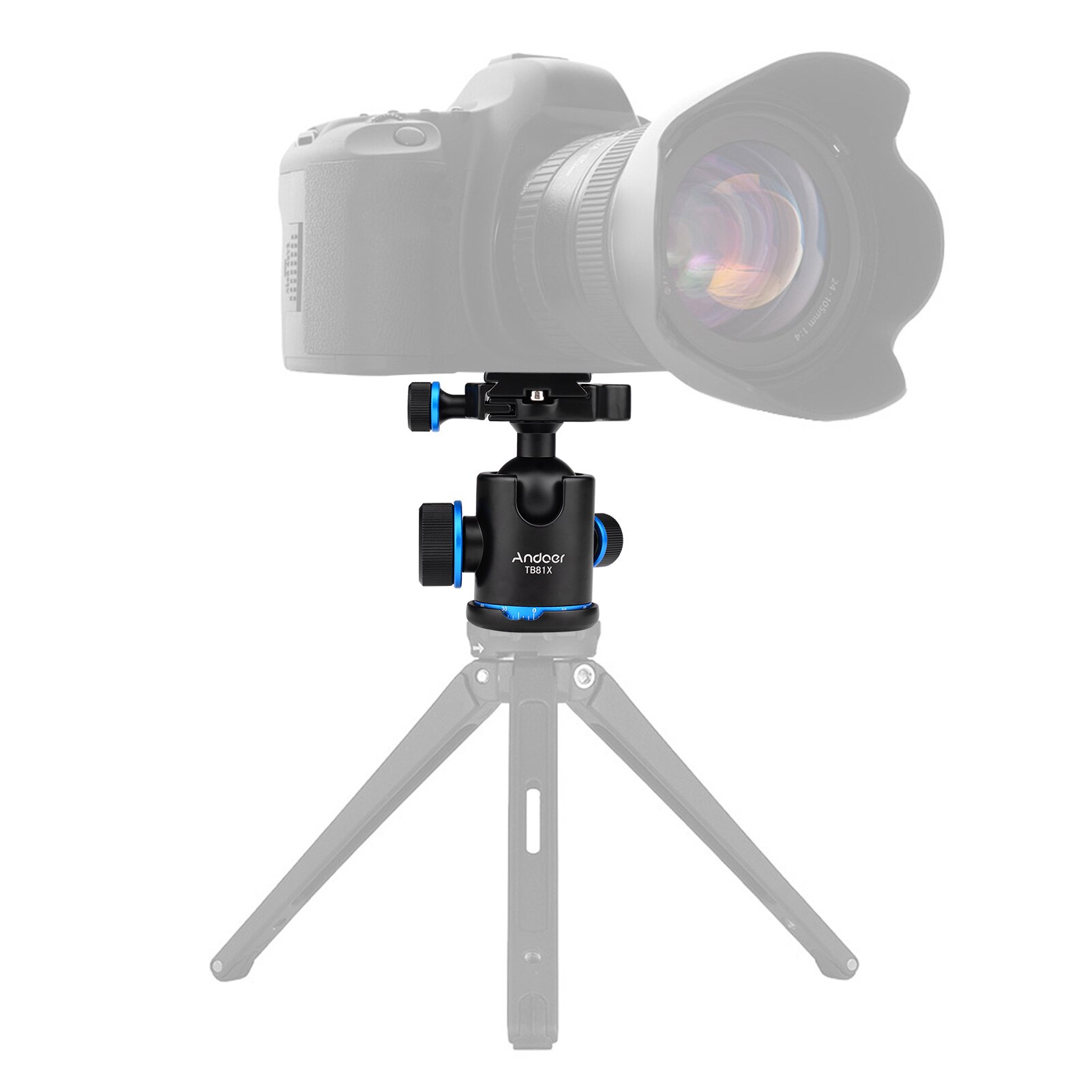 Andoer Camera Panoramic Damper Ball Head Tripod Head 10KG Payload 360° Swivel 90° Flip with Quick Release Plate Scaled Plate