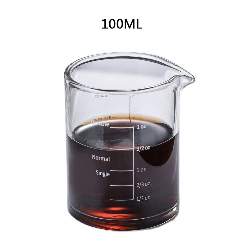 Heat-resisting Glass Espresso Measuring Cup Double/Single Mouth Glass Milk Jug with Handle Glass Scale Measure Mugs: 100ML