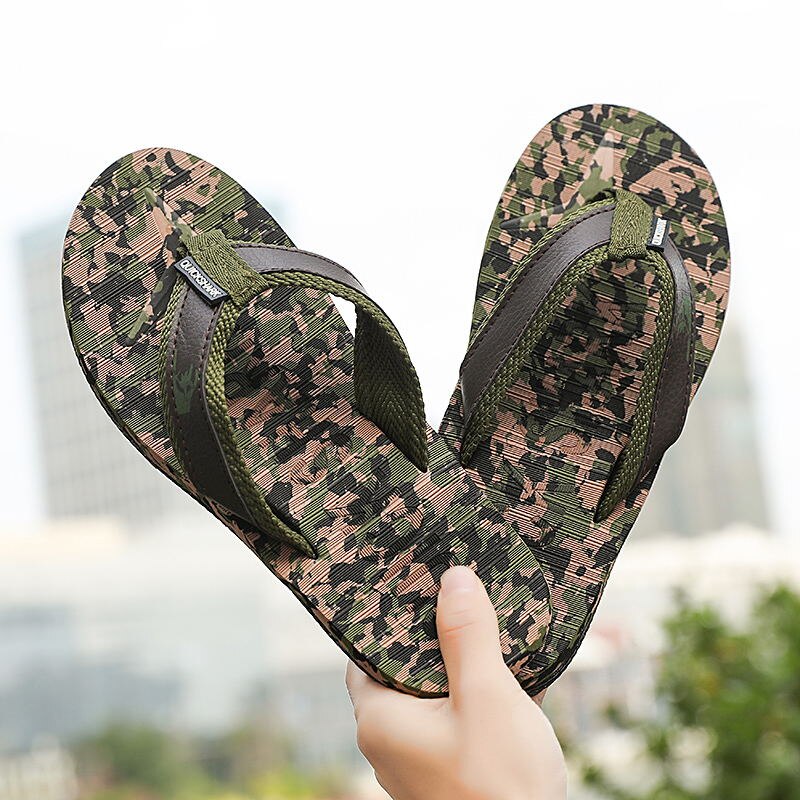 Heren slippers goedkope lichtgewicht slippers goede camouflage slippers heren: Groente / 10