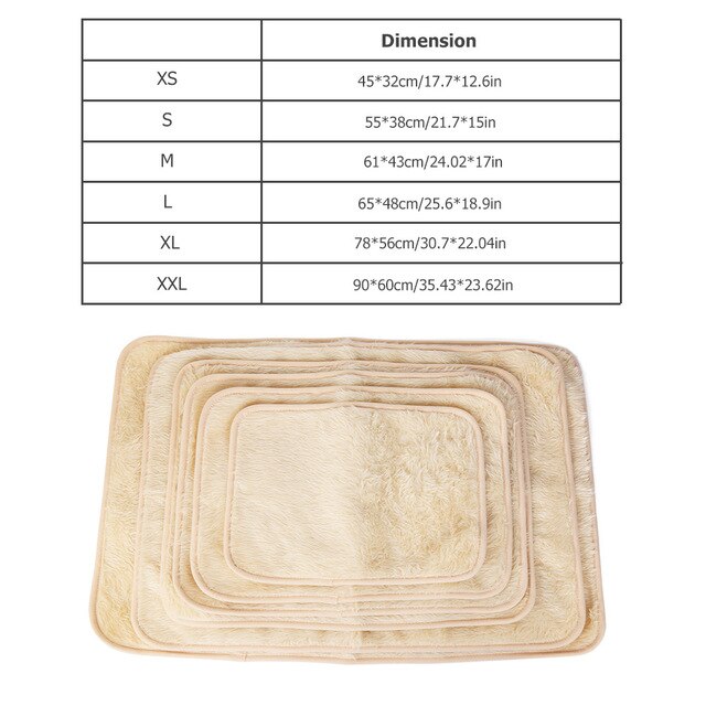 Hondenbed voor grote honden, hondenmat, deken, warm pluche hondenkussen, klein middelgroot hondenbed voor huisdier, kattenmat, hondenkussen, bed  bd0010: Beige hondenmat / Xl