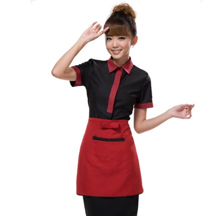Stil sommar uniform kvinna och man rengöring kostymer kortärmade rum restaurang egendom golv renare arbetskläder: Kvinna svart / Xxxl