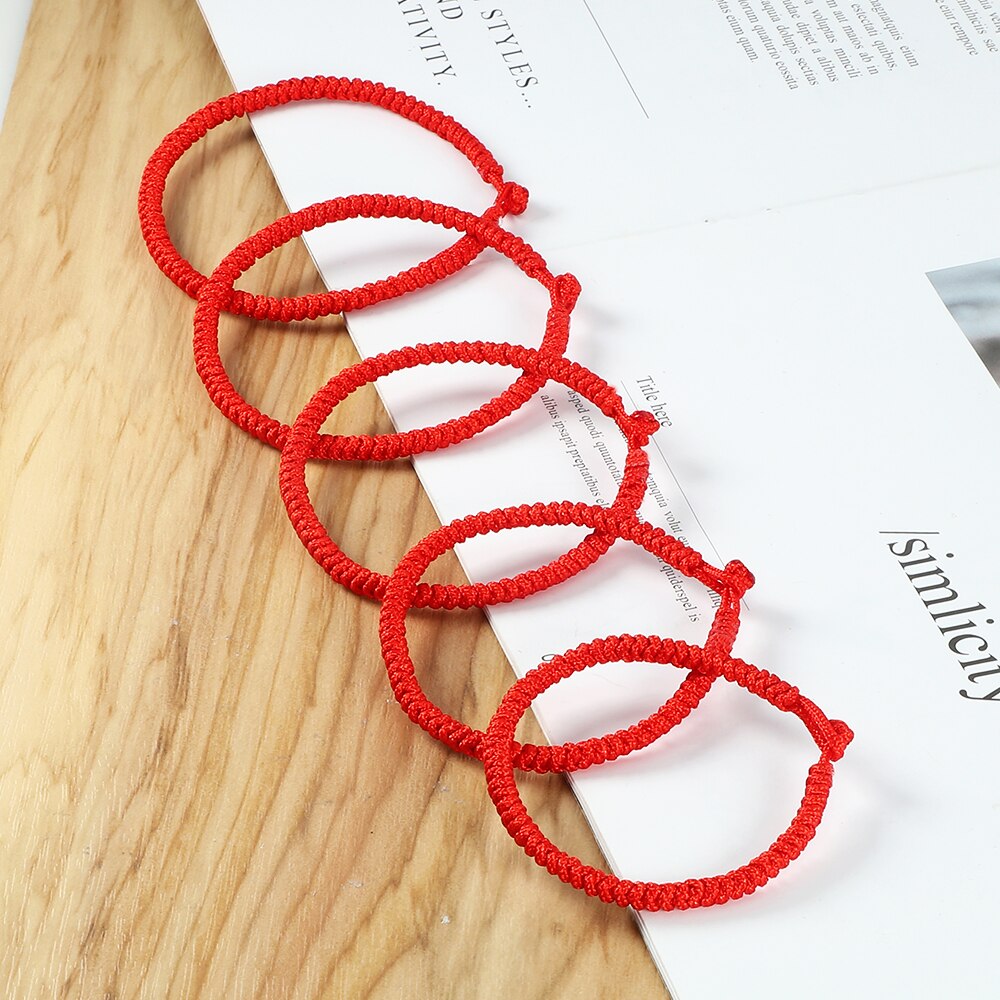 Pulsera trenzada de cuerda roja para hombre y mujer, joyería hecha a mano de la buena suerte, para amigos y amantes, pulseras tejidas, accesorios