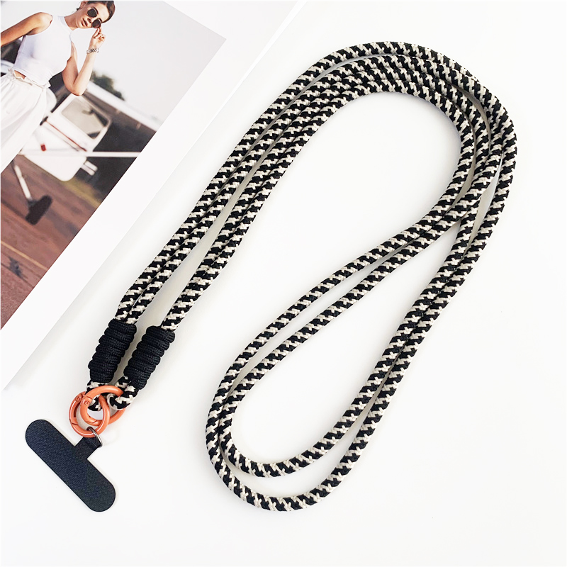 120cm Double Rope Mobile Phone Lanyard Crossbody Phone Straps Neck Clip Cord Rope Twisted Backable Outdoor Anti-loss Phone Chain: Blue / Green