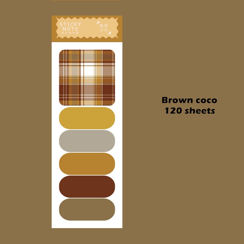 120 Vellen Tuin Bloem Plaid Sticky Notes Multi Kleur Rooster Index Stickers Lijm Memo Pad Notepad Kantoor School A6549: Brown coco
