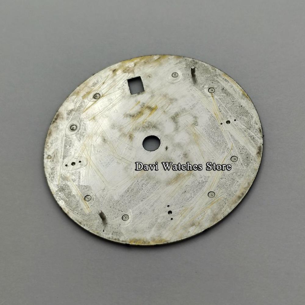 Esfera de reloj estéril de 28,5mm + manecillas de reloj plateadas compatibles con movimiento NH35, accesorios de reloj
