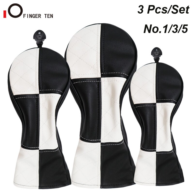 3 Pcs/Set Synthetic Leather Golf Club Head Covers Woods No.1 3 5 Driver Fairway Rescue Club Cover Shpping: White Black
