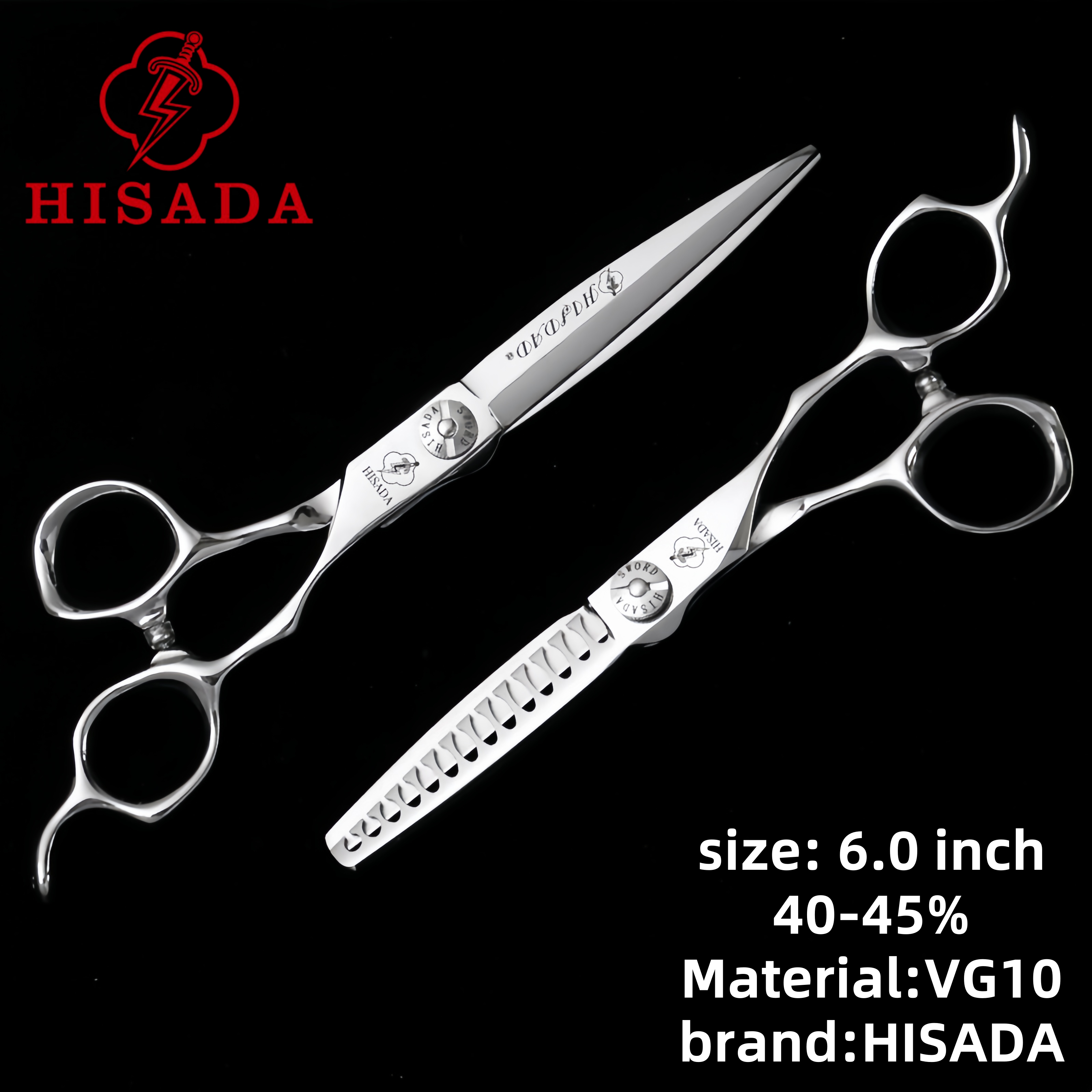 HISADA Highend Barber Zubehör Professionelle Friseurschere, 6,0 7,0 fortschrittliche Schere mit schwarzer Beschichtung, VG10 Kobaltstahl,: Dark Khaki