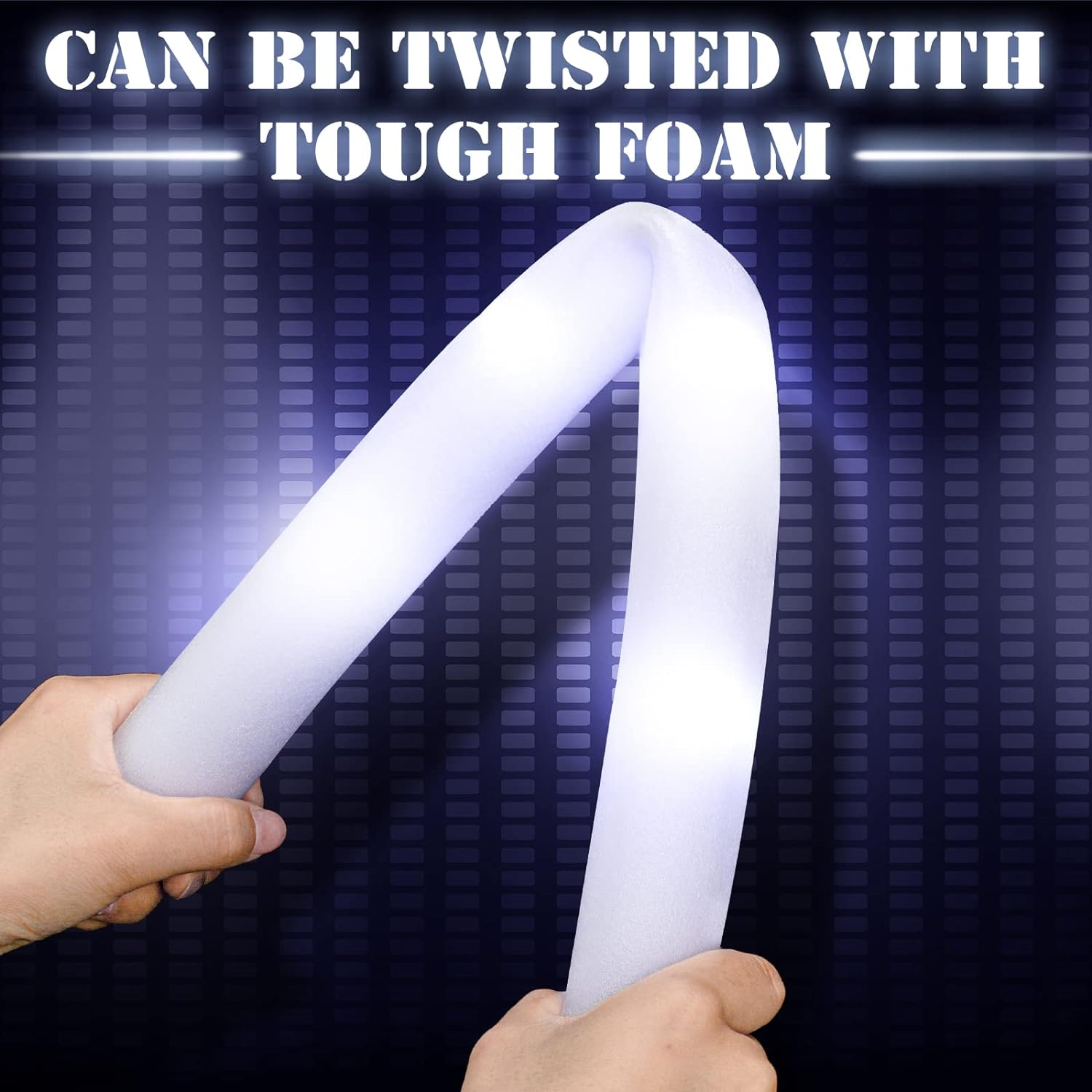 30pcs White LED Glow Sticks Luminous Foam Stick Cheer Tube 3 Modes Glow in The Dark Party Supplies for Concerts Birthday Wedding