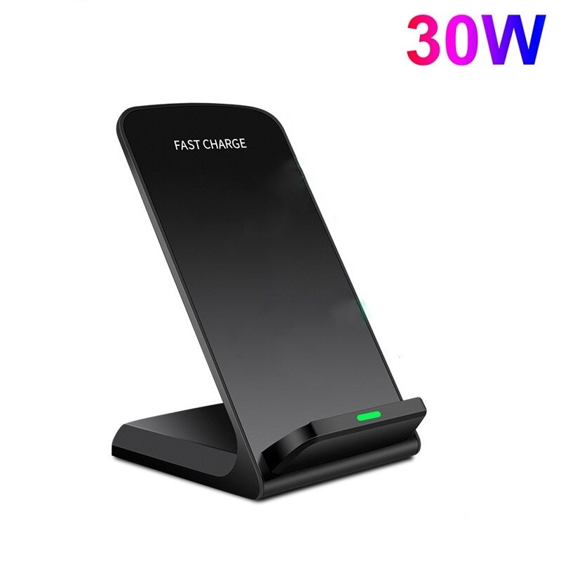 Soporte de carga inalámbrica Qi para móvil, estación de carga rápida para iPhone 12, 11 Pro, XS, XR, X, 8, Samsung S10, S20, 30W: 30W Stand Type C