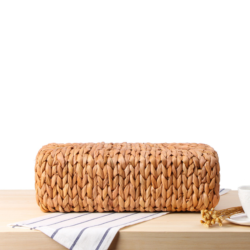 Bohème femmes sac à main à la main sac de paille naturel tissage été plage sacs rond manche en bois femme sac fourre-tout panier