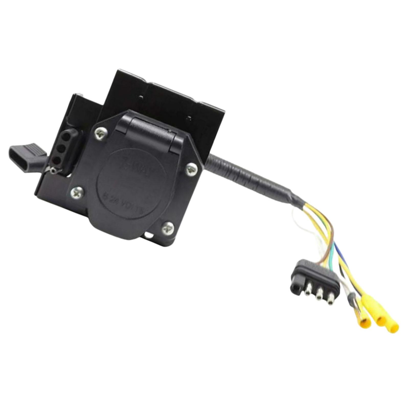 4 Pin to 7 Way Blade RV Trailer Wiring Adapter Black Long Lifespan Wire Harness Converter Cable Plug for Towing Solutions