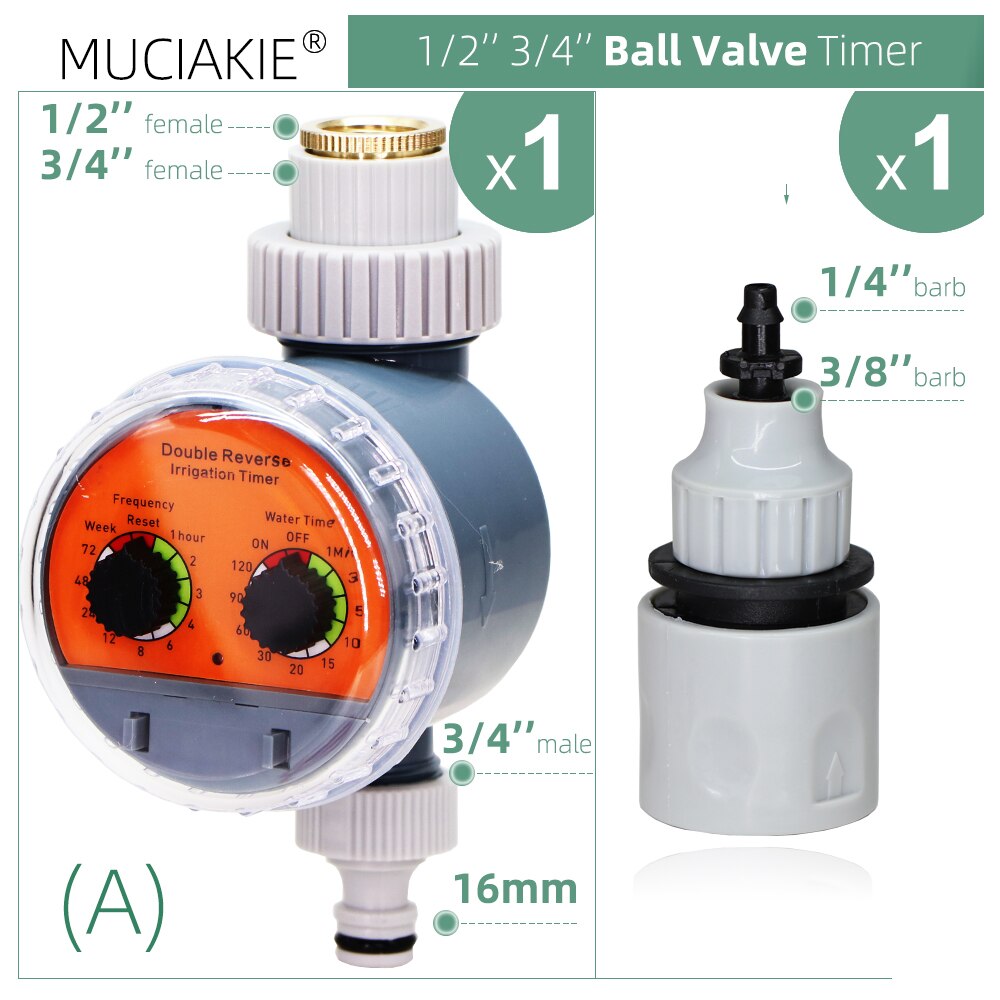 Garden Ball Valve Watering Timer with 1/4 1/2 3/4'' Tap Hose Connector Irrigation Adapter Potted Plant Controller Sprinkler: A