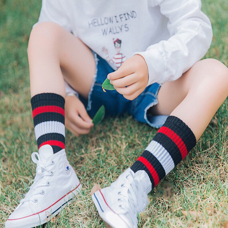 Lot de 5 paires de chaussettes en coton à rayures étoiles pour garçons et enfants, collection printemps-automne