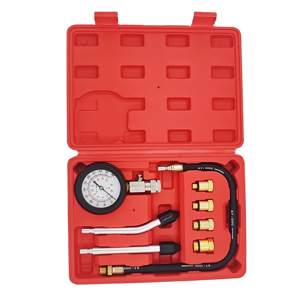 Gasoline Engine Compression Tester Car Pressure Gauge Tester Meter Auto Petrol Gas Engine Cylinder with M10 M12 M14 M18 Adapter