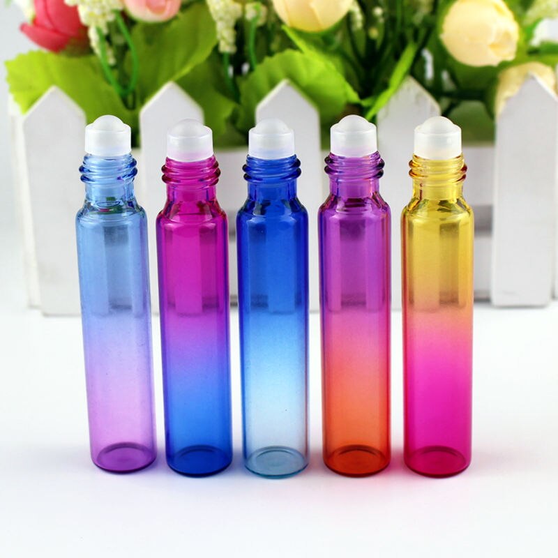 20pcs/lot 5ml/10ml Roll on Glass Bottle with Glass/Metal Roller Ball Perfume Essential Oil Bottles Sample Test Glass Vials