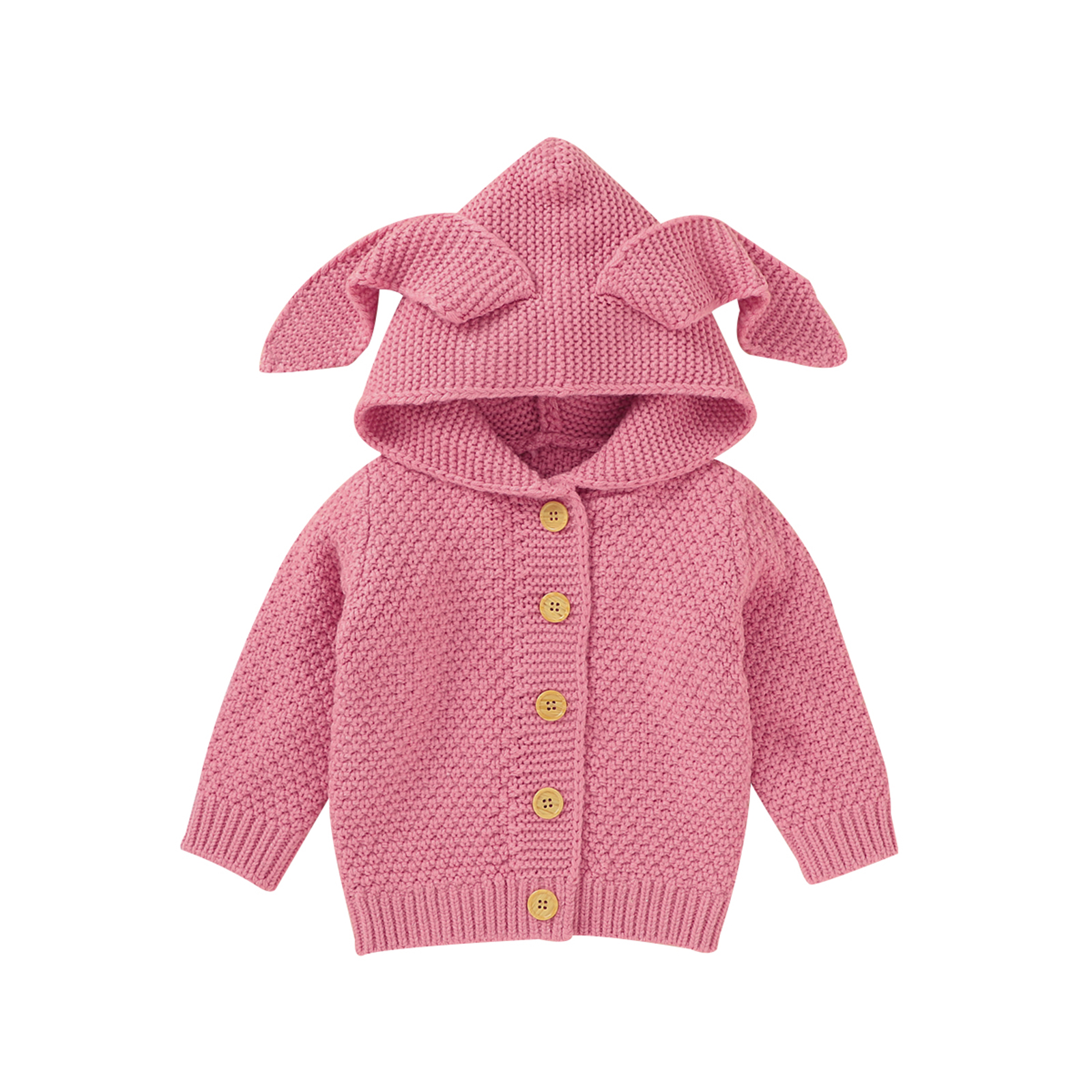 0-24M Baby Baby Winter Fall Gebreide Jassen Jongens Meisjes Lange Mouw Effen Kleur Vest Mode Konijn oor Warm Hooded Tops: C / 18m