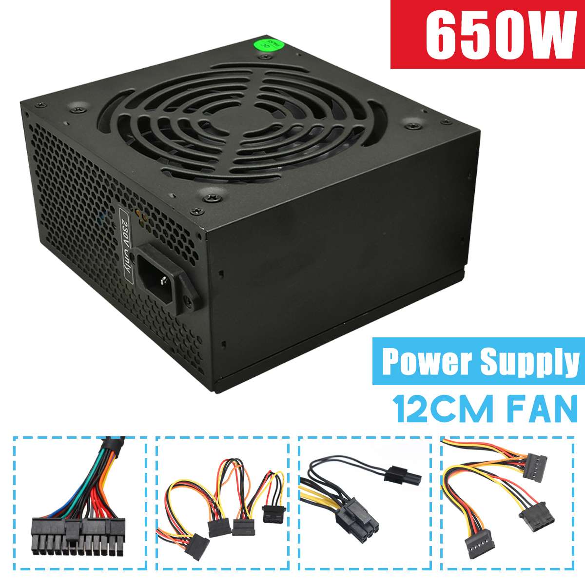 MAX 650W zasilacz ATX 12V komputer robić gier zasilacz 24Szpilka / PCI /SATA /ATX 700 Walt 12CM wentylator nowy zasilacz robić komputera dla BTC