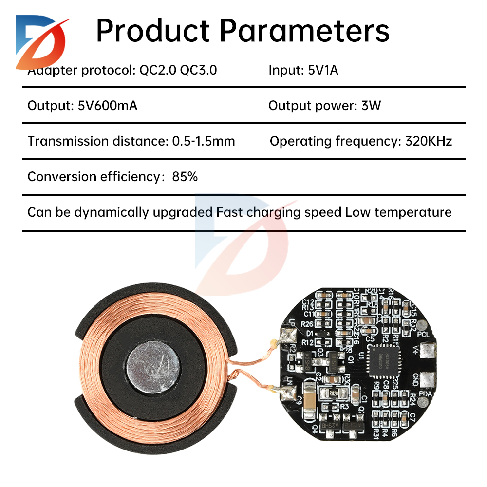 Módulo de carga inalámbrico magnético de 3W, módulo transmisor de cargador inalámbrico para reloj, placa Pcba, bobina transmisora de programa Qc2.0 Qc3.0