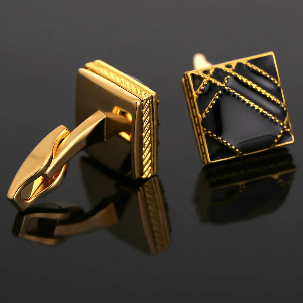 Mode Veelkleurige Verf Emaille Wit Kristal Manchetknopen Heren Franse Shirt Knoppen Trendy Unisex Links 16MM: Antiek verguld