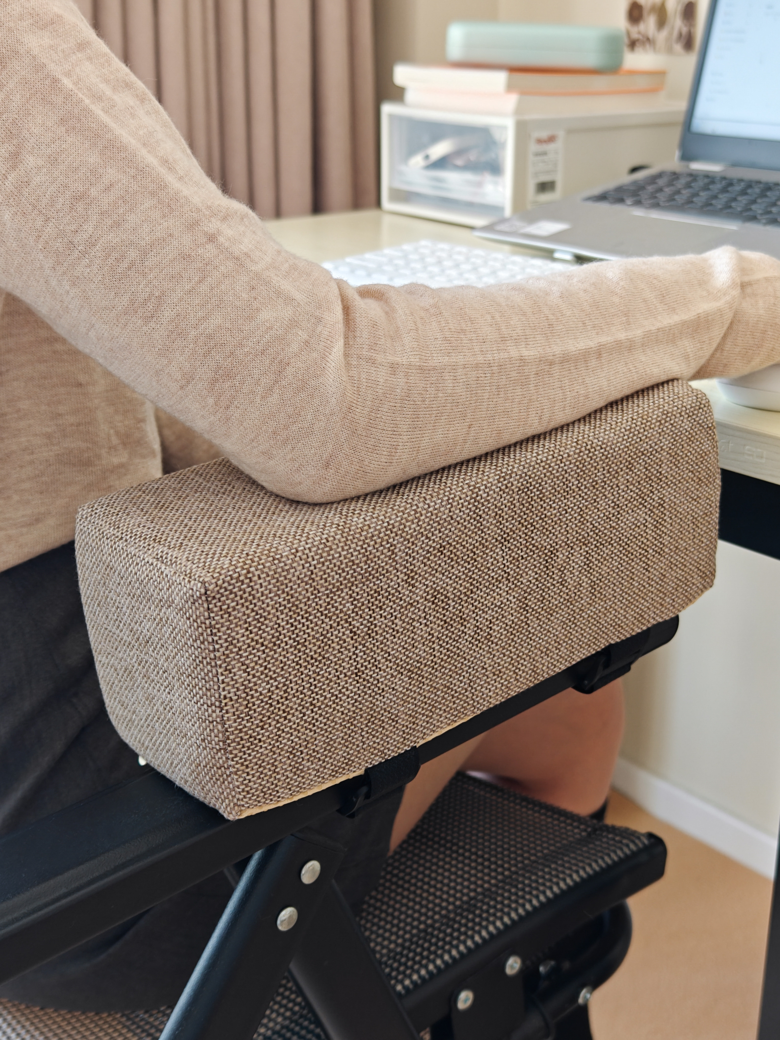 1pc armbågskuddar i bomullslinneskum, armstödsdynor, stöd för kontorsstol, armstöd, armstöd, armbågsavlastning: Mörk khaki / 50 x 50cm