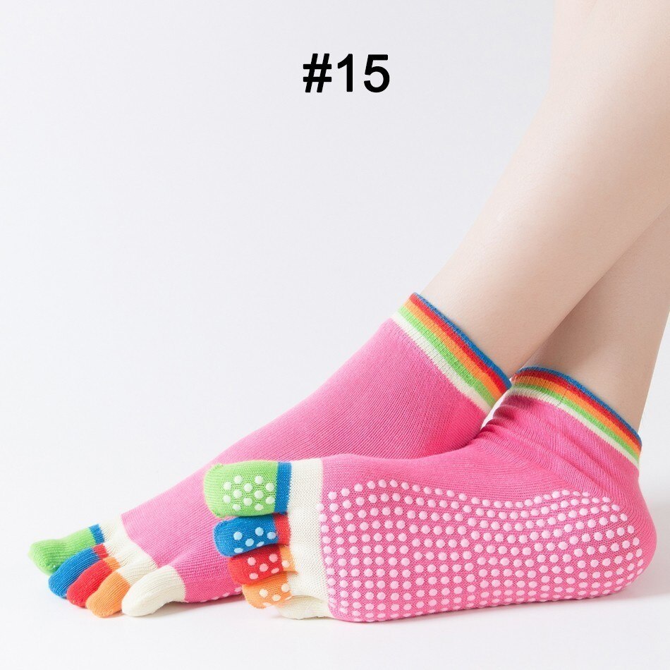 WorthWhile 1 Pair Women Sports Yoga Socks Five Finger Slipper Anti Slip Lady Pilates Ballet Heel Dance Protector: Colorful Red